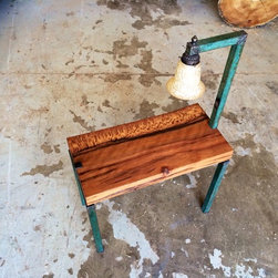 Black Oak and Reclaimed Steel Lamp Table - Side Tables And End Tables