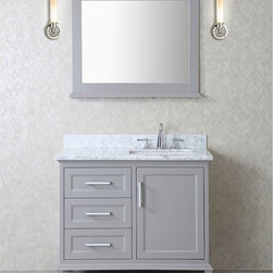 42 inch Single Taupe Grey Bathroom Vanity Set with Mirror - Bathroom Vanities And Sink Consoles