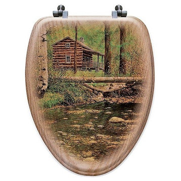 Cabin Retreat Rustic Oak Toilet Seats, Elongated