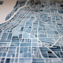 Memphis Tennessee Blueprint Watercolor Map - Artwork
