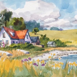 'The Bay at Vik' Original Watercolor Painting by Erin Dertner - Paintings