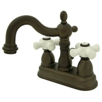 Two Handle 4" Centerset Lavatory Faucet with Brass Pop-up KS1605PX