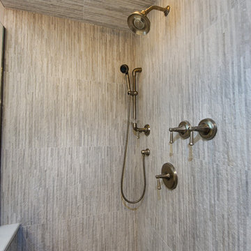 Transitional White and Gray Master Bath Willowbrook