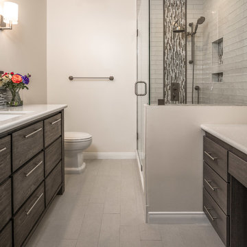 Contemporary Sherman Oaks Master Bath with Sleek Finishes and Double Vanity