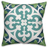 Blue and Green Leaves Pattern 16"x16" Outdoor Throw Pillow
