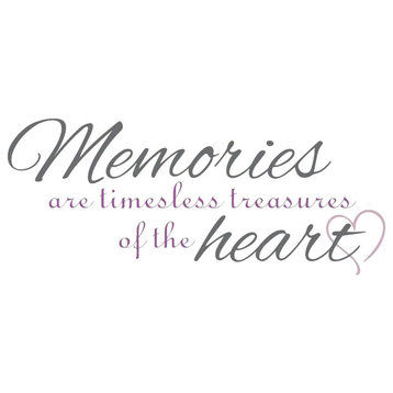 Decal Wall Sticker Memories Are Treasures Of The Heart Quote, Dark Gray/Lavender
