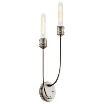 Kichler 52259CLP Two Light Wall Sconce, Classic Pewter Finish