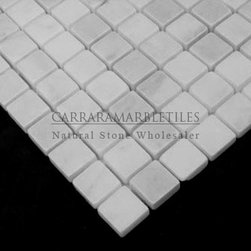 White Carrara Marble Italian Bianco Carrera 1x1 Mosaic Tile Tumbled - Products