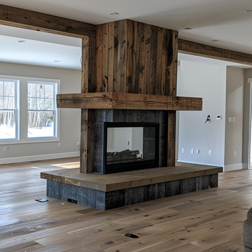 Wood Beam Wrap Around Fireplace Mantel