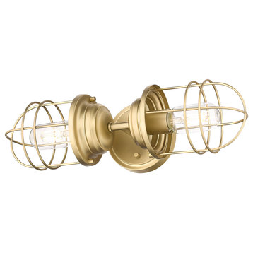 Golden Lighting 9808-2W BCB Seaport 2 Light Sconce in Brushed Champagne Bronze