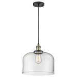 Innovations Lighting - 1-Light Large Bell 12" Pendant, Black Antique Brass, Glass: Clear - One of our largest and original collections, the Franklin Restoration is made up of a vast selection of heavy metal finishes and a large array of metal and glass shades that bring a touch of industrial into your home.