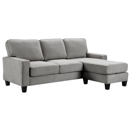 Serta Palisades 86 Reversible Small Space Sectional with Storage Soft Gray