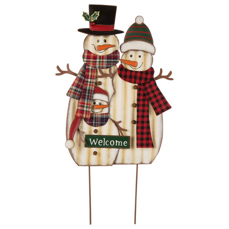 29.92"H Metal Christmas Snowman Decor