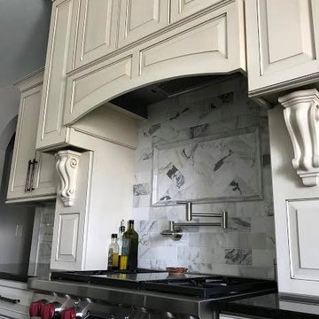 Amish Custom Cabinets- Antique White with Coco Glaze and Maple Espresso