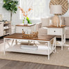 3-Piece Distressed Solid Wood Table Set, Reclaimed Barnwood/White Wash