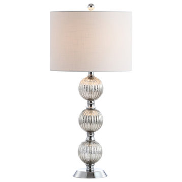 Rita 30.5" Silvered Orbs Glass and Metal LED Table Lamp, Chrome