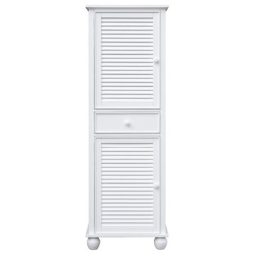 Sunset Trading White Shutter Wood Tall Cabinet | Doors | Drawer