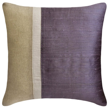 Purple Silk Linen Patchwork Colorblock 20"x20" Pillow Cover Purple Silkastic