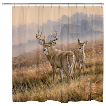 Deer in Lifting Fog, Shower Curtain