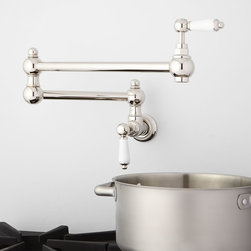 FATSANI RETRACTABLE WALL-MOUNT POT FILLER WITH PORCELAIN LEVER HANDLES - Kitchen Faucets