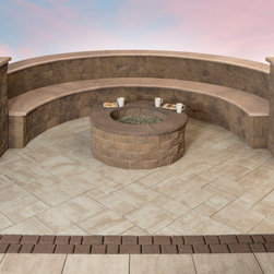 Round Gas Fire Pit Kit- Olde English - Landscaping Stones And Pavers