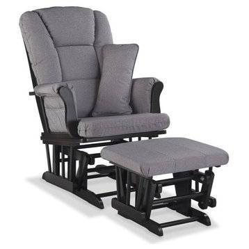 Stork Craft Tuscany Custom Glider and Ottoman in Black and Slate Gray