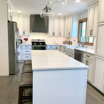 Kitchen Remodel with Ivory Cabinets , Drop Zone, and Hutch Area