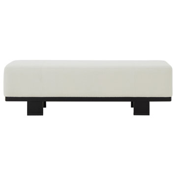 Safavieh Couture Abrianna Wood Base Bench, Ivory/Black