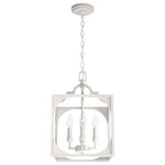 Hunter Fan Company - 12" Highland Hill Distressed White 4 Light Pendant Ceiling Light Fixture - The Highland Hill is timelessly elegant. Inspired by neoclassical design, we applied subtle iron scrollwork into this modern pendant lighting design for a sophisticated yet understated look. The overscale lantern shape on the Highland Hill adds an openness that enlivens this formal light fixture without being stuffy.
