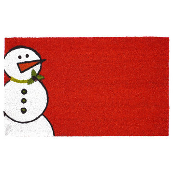 Calloway Mills Red Winter Snowman Doormat, 24" X 36"