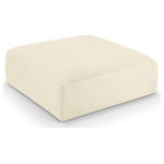 Meridian Furniture - Shaggy Upholstered Ottoman, Cream, Corduroy Performance Fabric - Indulge in the allure of the Cream Corduroy Performance Fabric Shaggy Ottoman by Meridian Furniture. Its captivating design and luxurious Cream Corduroy Performance Fabric elevate any space with effortless elegance. Crafted with precision and durability in mind, this stunning piece becomes the focal point of gatherings, fostering moments of connection and warmth. Embrace sophistication and style with the Shaggy Ottoman, a testament to exquisite taste and timeless beauty.