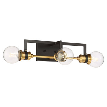Nuvo Intention 3-Light Incandescent Warm Brass Black Wall Mount