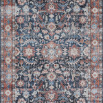Momeni - Momeni Doheny Doh-4 Traditional Rug, Navy, 5'0"x7'6" - Inspired by more traditional patterns found on vintage designs, the Doheny Collection offers a fresh take. Flat-weave printed with polyester fibers, these rugs add character while still being an affordable home purchase compared to their vintage counterparts. With rich reds, navy, and all the shades in between, the distressed-styled design offers a durable addition to your interiors.