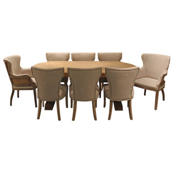 Manhattan Beach 9-Piece Dining Set: 84" Dining Table, 2 Armchairs, 6 Side Chairs