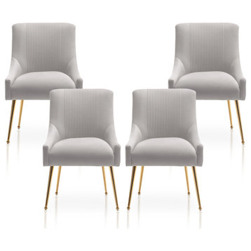 SEYNAR Modern Velvet Dining Chairs Set of 4, Upholstered Side Accent Chair , Grey