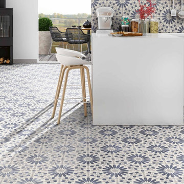 Marrakech Blue Floral Tile Design – Matt