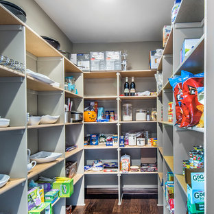 Kitchen pantry ideas - Example of a dark wood floor kitchen pantry design in Omaha