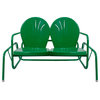 2-Person Outdoor Retro Metal Tulip Double Glider Patio Chair Green