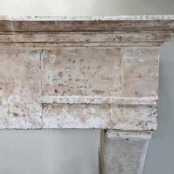 Antique Mediterranean Limestone Fireplace Mantel Louis XIII Style