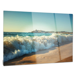 Designart 'Great Ocean Road Australia Blue' Large Seascape Art Framed Canvas Print - 20 in. Wide x 12 in. High