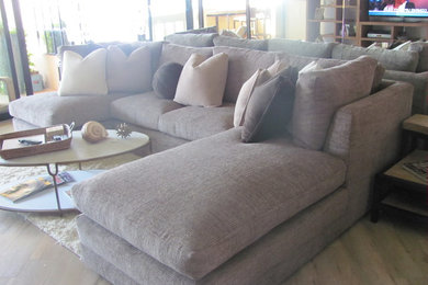 Beach style living room photo in Orange County