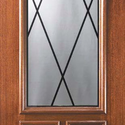 Slab Front Single Door 96 Mahogany Sandringham 2 Panel 2/3 Lite Glass - Front Doors