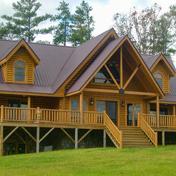 Inviting Log Home Located in Central North Carolina - Siding And Stone Veneer