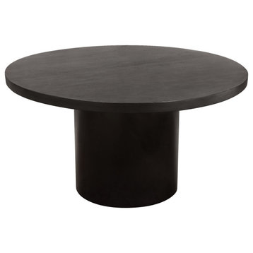 Rune 54" Round Dining Table With Iron Pedestal Base, Black