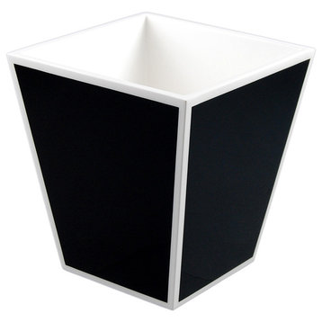 Black and White Lacquer Waste Basket