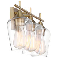 Octave Bathroom Vanity Light, Warm Brass, 3-Light