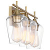 Octave 2-Light Vanity Fixture, Warm Brass, 3-Light