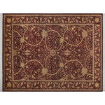 Bareen's Designer Rugs - Arshad Pak-Persian Missy Red/Tan Wool Rug - 9'0 x 12'3 - Designed with mesmerizing intricacy and gorgeous color palette, this hand-knotted masterpiece demonstrates the beauty and electrifying thrill of Pak Persian art. These meticulously handcrafted Pak-Persian rug is made with pure wool and features breathtaking traditional and Transitional designs in bold lush color pallet. Known for their intricate designs these rugs are a reproduction of Persian rugs, made in Pakistan with unique Mughal designs. Made by master weavers using the same Persian texture, design and dying technique, we wanted to produce the most significant manifestation of the Persian art, life and culture. This rug is most famous for its exceptional quality, incredible designs, patterns and vibrant rich color. Pak-Persian rugs made with Persian weave with high knot counts, which enables the high intricacy and detail found in the patterns are also referred to as "State of art", each color adds a rich beautiful detail in the artwork of this rug. The design, color and beautiful chromatic composition with a vibrant sheen with traditional and Transitional designs, exude beauty, elegance and quality make this rug a masterpiece of its own.