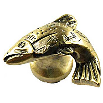 Fish Knob, Left Facing, Antique Brass