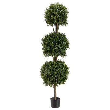 Silk Plants Direct Boxwood Triple Ball Topiary - Green Two Tone - Pack of 1